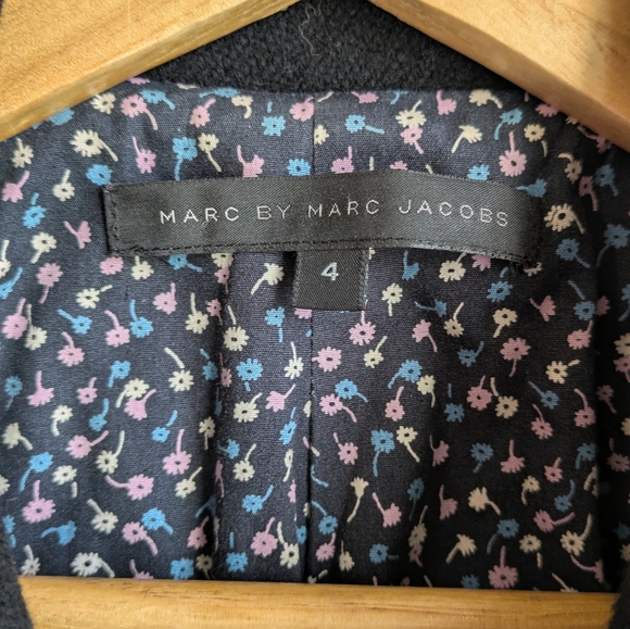 Marc Jacobs Black Double-Breasted Long Coat Size 4 - Picture 4 of 10